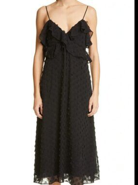 Black Appliquéd Chiffon Sleeveless Dress